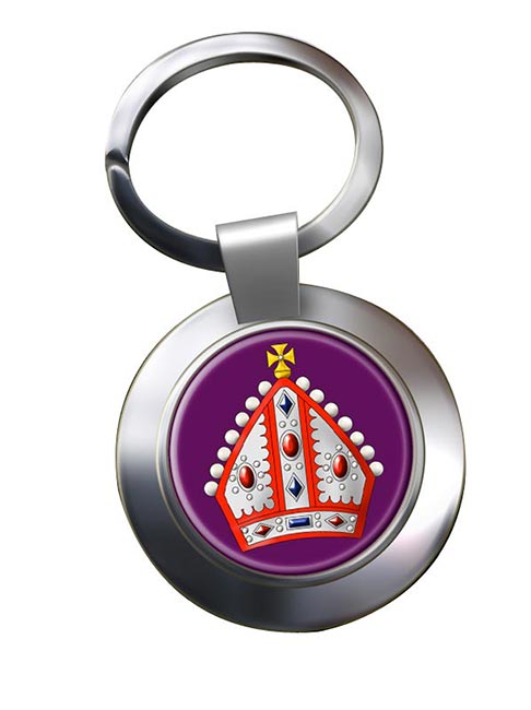 Bishop's Mitre Leather Chrome Key Ring